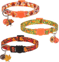 BINGPET Halloween Cat Collar Breakaway - Fall(Orange + Green + Black)