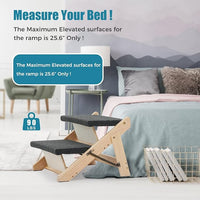 MEWANG Wood Pet Stairs & Ramp for Small/Medium Dogs and Cats, Aging Pets – 3-in-1 Foldable, Portable, Non-Slip Pet Ladder for Tall Beds, Couches,Cars–Holds Up to 220 lbs (17.3" L x 17.2" W x 13.0" H)