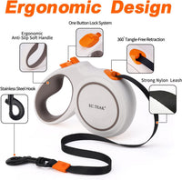 Retractable Dog Leash, Strong Nylon Tape, Tangle Free - White/Orange / Large - image 2