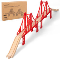 Payarma wooden train track accessories with double suspension bridge and tracks