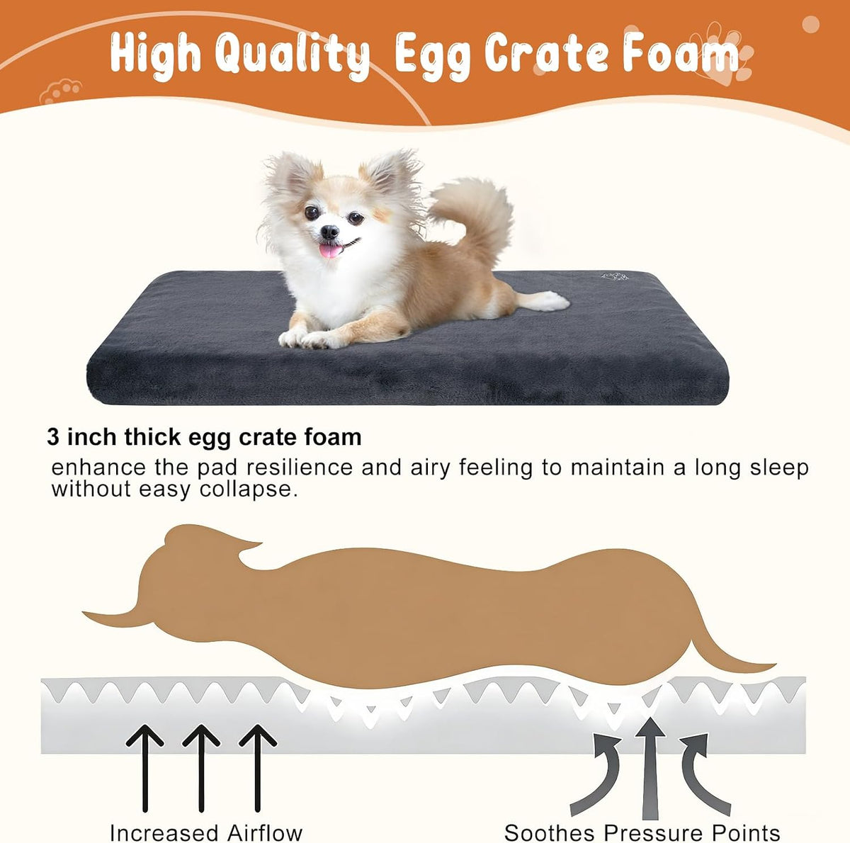 EMPSIGN Dog Bed Mat Crate Pad Mattress, Ultra Soft Pet Kennel - Grey / S(23"*16"*3") - image 2