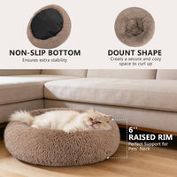 MIXJOY Orthopedic Dog Bed Comfortable Donut Cuddler Round Pet Beds - XS(20’’x 20’’) / Brown - image 2