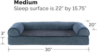Furhaven Cooling Gel Dog Bed for Medium/Small Dogs w/ Removable Bolsters & Washable Cover, For Dogs Up to 35 lbs - Sherpa & Chenille Sofa - Orion Blue, Medium