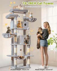 Taoqimiao 32.2in Cat Tree with Toy - Light Gray / 76 inch - image 3