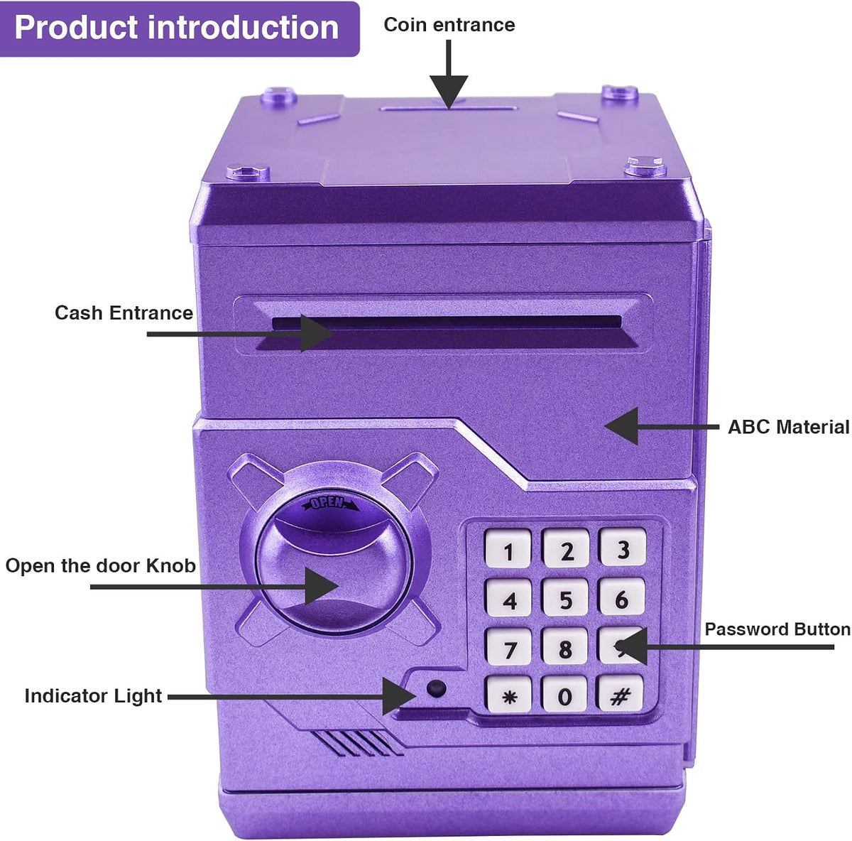 HUSAN rose gold electronic ATM piggy bank for kids with password keypad - view 18