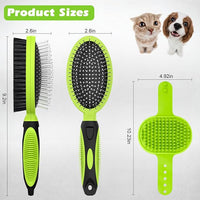 2PCS Pet Grooming Tools - Double-Sided Brush for Shedding and Bathing, Suitable for Short/Long Haired Dogs Cats and Horses, Deshedding Dog Brush, Mane & Tail Combs for Horses - Pet Supplies (Green)