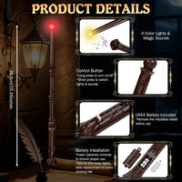 Light Up Magic Wizard Wand with Sounds & 4 Color Lights Illuminating - Brown - image 2