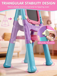 Lehoo Castle Easel for Kids 3-5, Magnetic Chalkboard Whiteboard – Fun for Kids & Family - Blue, Purple, Pink - image 3