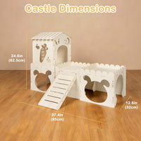Large Rabbit House, Wooden Bunny Castle with 3 Houses Indoor - 4 Houses with 2 mats - image 3