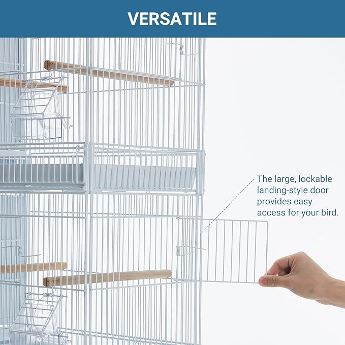 Lot-4 Breeding Bird Cage, Parrot Cage, Stackable Center Divided Breeder,Seperate Removable Tray, Removable Divider, Lockable Caster, for Birds and Finch