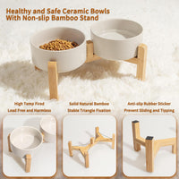Elevated Ceramic Dog Bowl - Light Gray / Medium - image 3