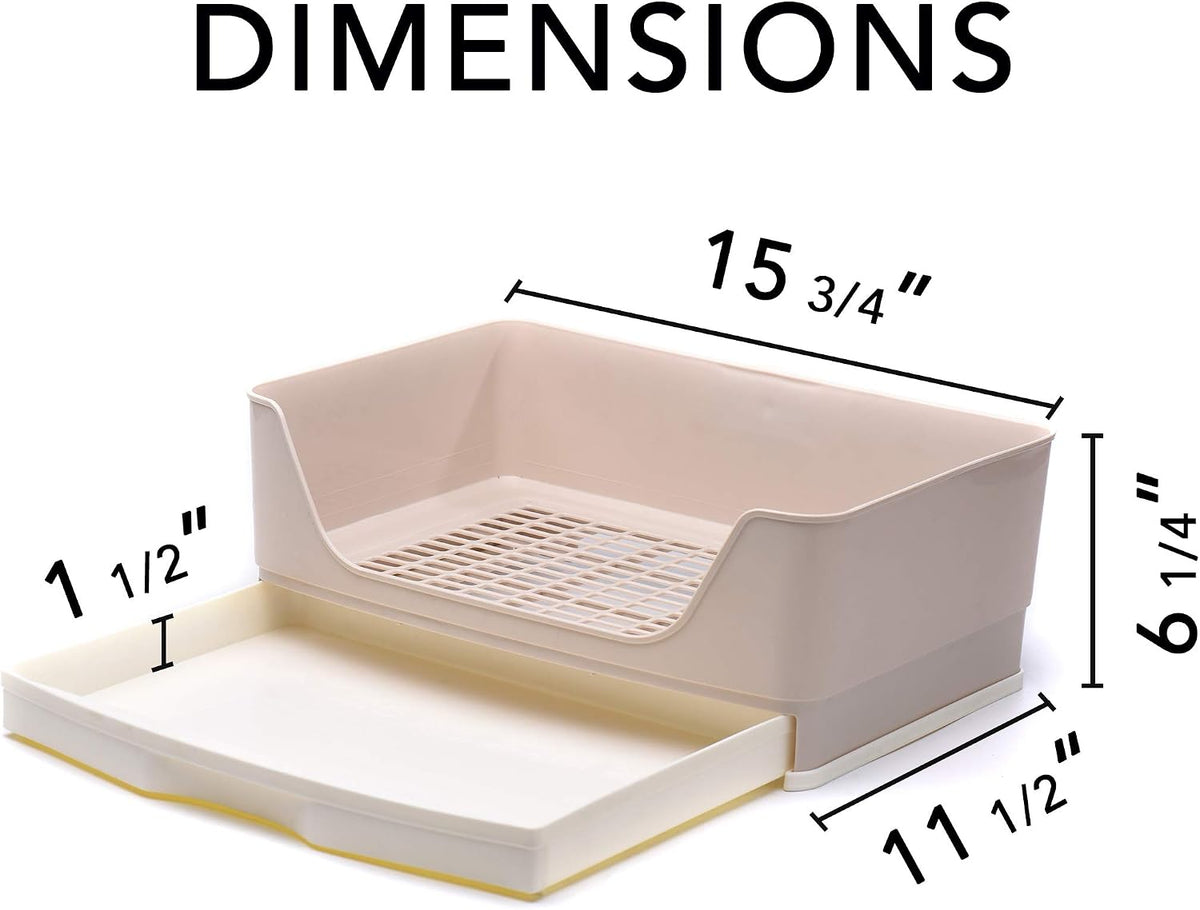 CalPalmy X-Large Rabbit Litter Box with 10PCS Bonus Pads, Drawer - Large (10pcs Pee Pads) / Cream - image 3