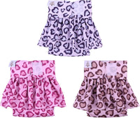 CuteBone Female Dog Diapers with Skirts 3 Pack Reusable Puppy Dresses - Leopard print 3pcs skirts / S