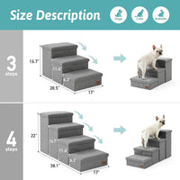 COZY KISS Dog Stairs with Storage, 16.7" H Wider Dog Steps - Grey / 4 / 38.1x17x22 inch - image 3