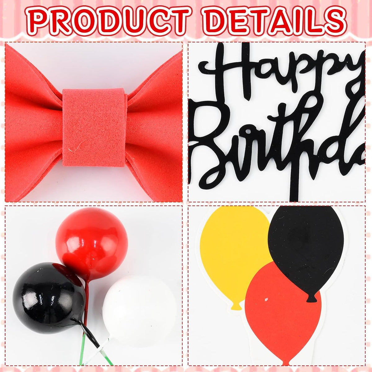 ZSMKJIAYE 25 piece racing cake topper set, red white black with number 3 candle - view 13