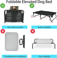 Outdoor Elevated Dog Bed Cooling Raised Dog Cots Black Pet Beds with Breathable Mesh Folding Large Pet Hammock Bed Multiple Sizes for Small Meduim Large Dogs
