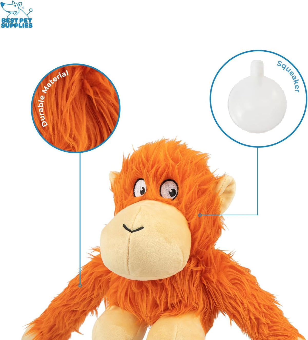 Best Pet Supplies Bunny Buddy Squeaky Plush Dog Toy, Beige - O-Hug-Atan (Orange) / Large - image 3