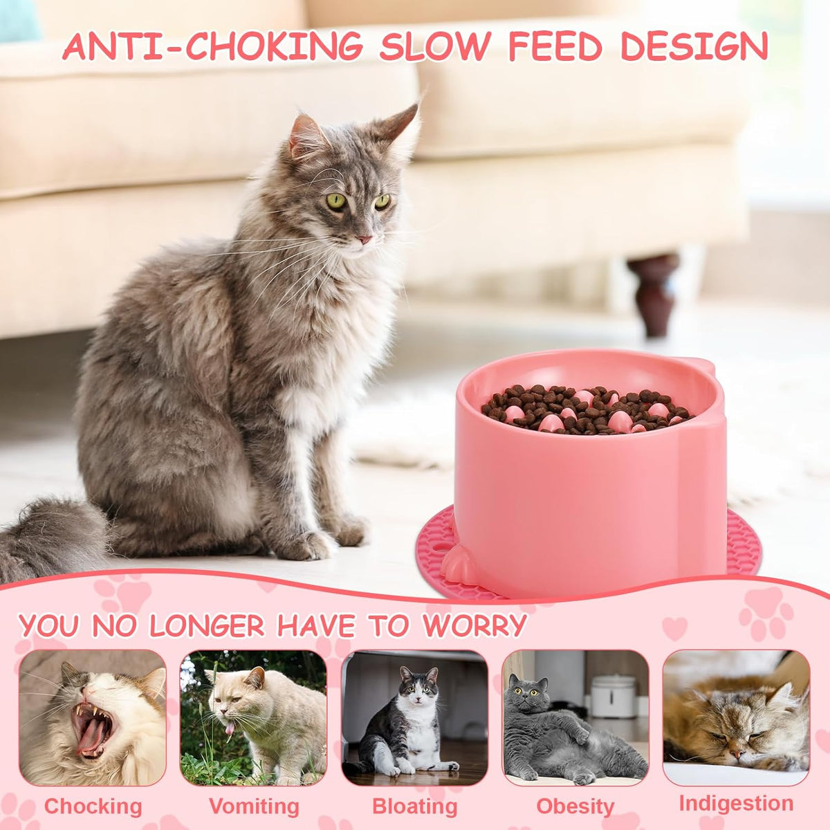 2 Pcs Raised Slow Feeder Cat Bowl - image 4