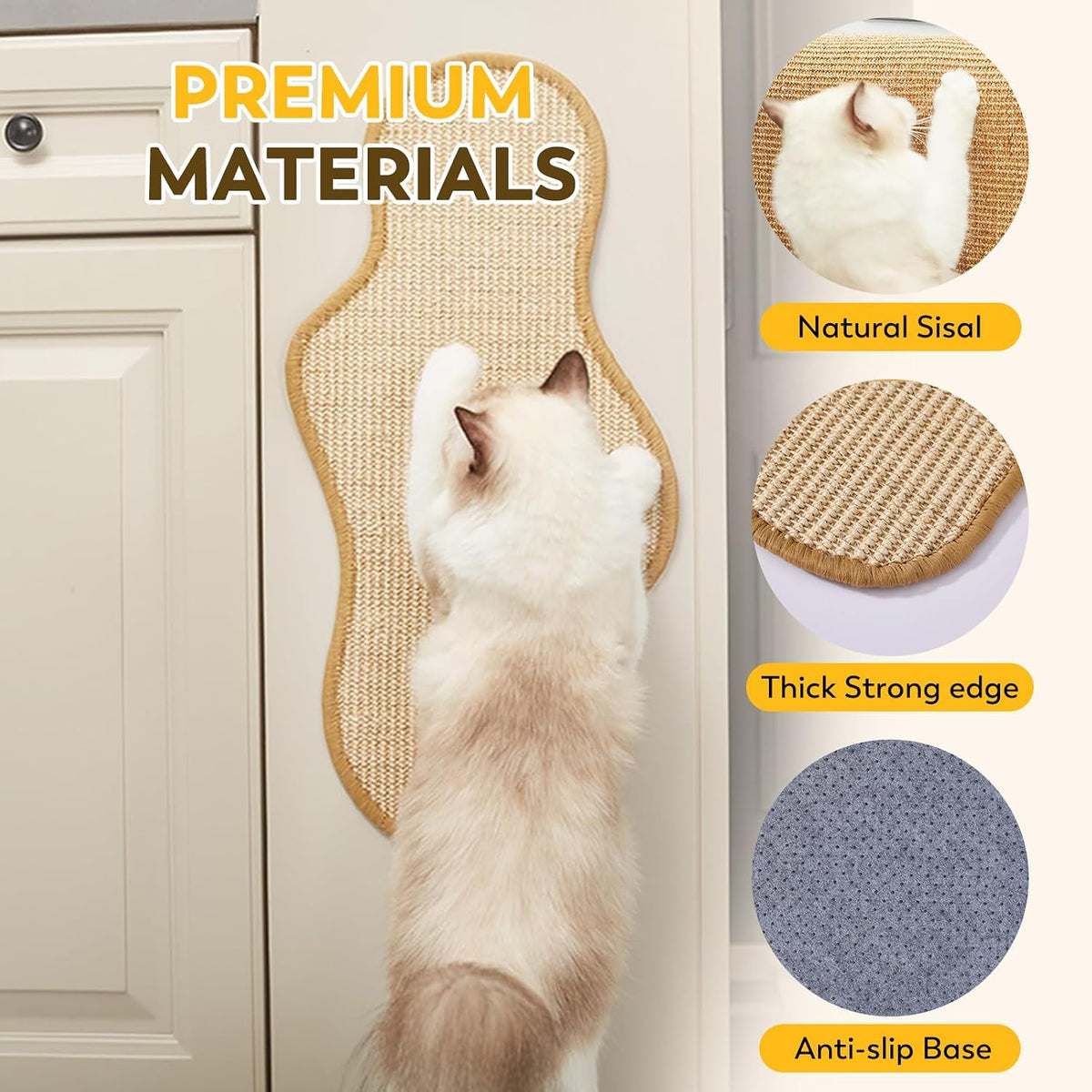 Sisal Cat Scratcher Mat with Sticky Tapes - Cactus / 23.6" x 11.8" (1-Pack) - image 3