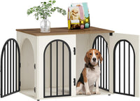 Hzuaneri 31.5 in Dog Crate Furniture - White Brown / 31.5"L x 22.0"W x 24.0"H