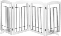 Spirich Free Standing Foldable Wire Pet Gate for Dogs, 80 inches Extra Wide, 30 inches Tall 4 Panels Dog Gate for the House, Doorway, Stairs, Pet Puppy Safety Fence,Set of Support Feet Included, White