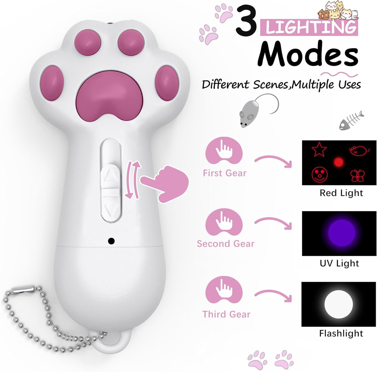 FYNIGO USB rechargeable interactive LED cat toy with five light patterns - view 2