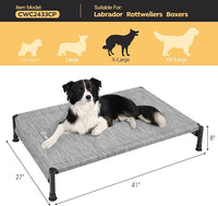 Veehoo Cooling Outdoor Dog Bed, Heavy Duty Elevated Pet Bed with Washable & Breathable Teslin Mesh, Non-Slip Silicon Feet, Dog Cot Bed with Support Hem, 41" x 27", Black Silver, CWC2433