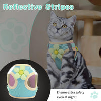 Cat Harness and Leash Set, Escape Proof Soft Vest Walk Pink XS – Essentials for Cats - Turquoise green / Small - image 3