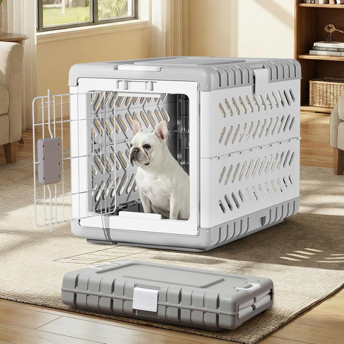 Collapsible Dog Crate for Small/Medium Dogs - Grey / 28.0"L x 18.3"W x 20.9"H