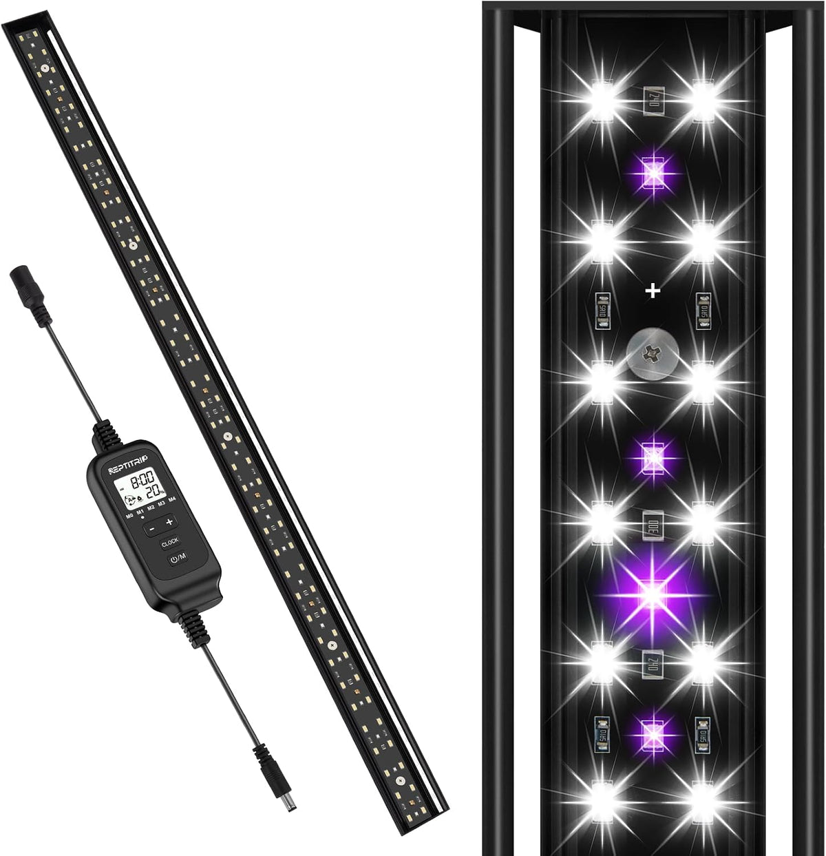 16-Inch LED UVB Reptile Light with Auto On/Off & Preset Day-Night - 39 INCH