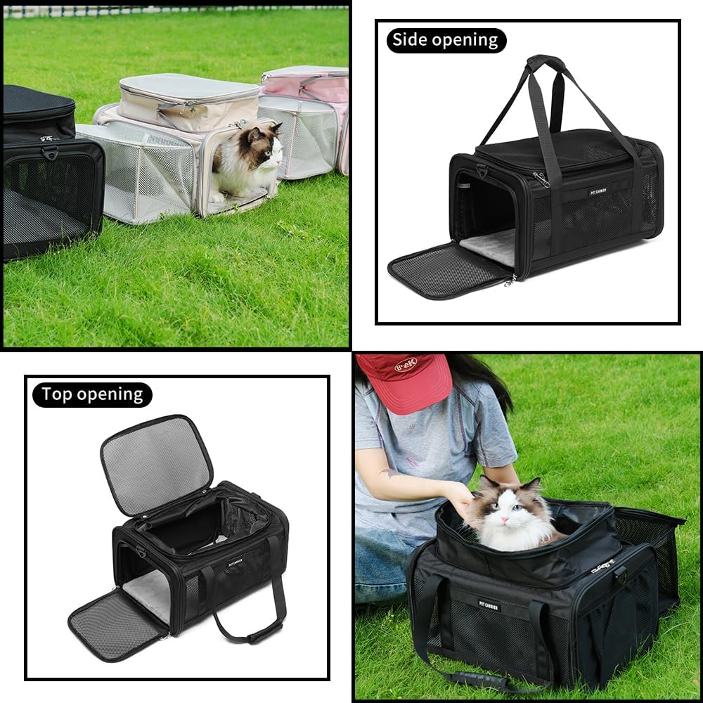 Airline Approved Pet Carrier for Cats and Small Dogs - black / 23.0"L x 12.0"W x 12.5"H - image 3