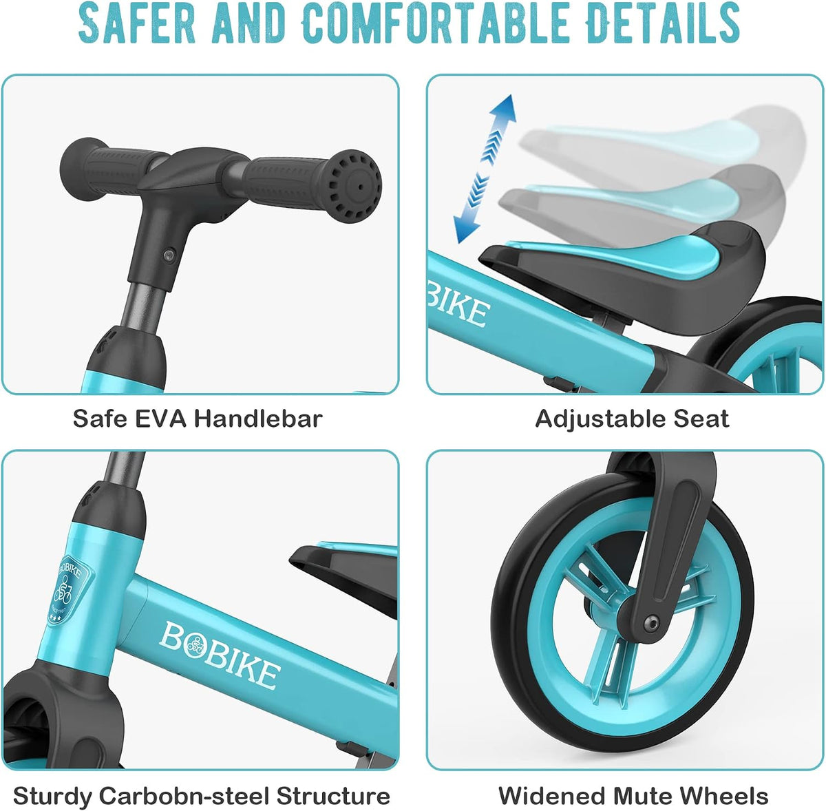 Bobike Toddler Balance Bike Toys for 1 to 4 Year Old Girls Boys - Blue - image 3