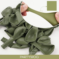 PartyWoo White Balloons 101pcs Matte White Latex Helium Balloons 12 - Green-3084 - image 4