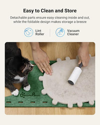DownyPaws Cat House for Indoor Cats, Cat Bed Cave for Multiple & Large Cats Up to 22 Lbs, Scratch Resistant Peekaboo Cat Caves, Foldable Tunnel Enclosed Bed, PeekaPurr, Forest
