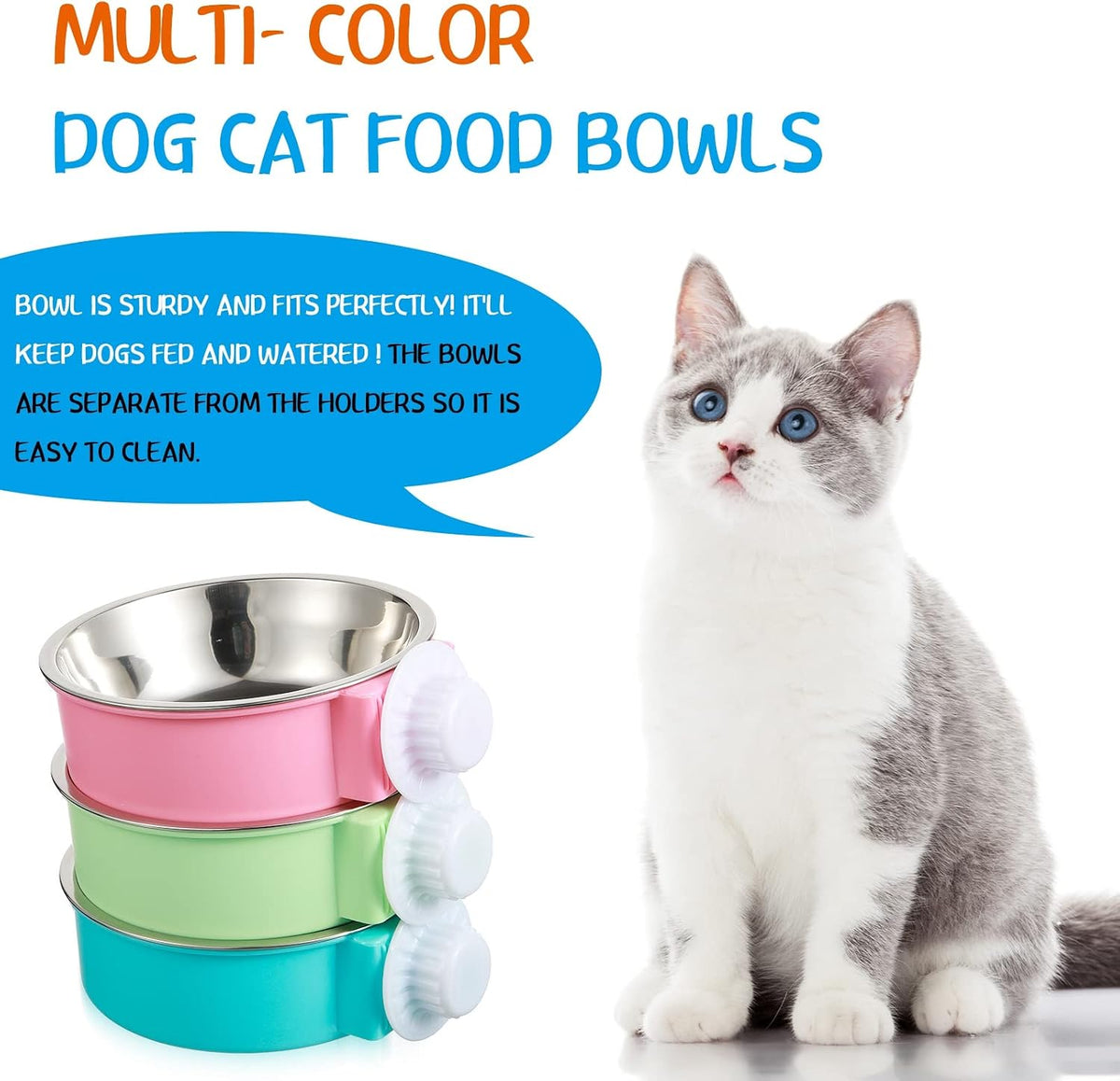 24 Pcs Crate Bowls for Dog Rabbit Ferret, Hanging Feeders - Bright / 12 - image 3