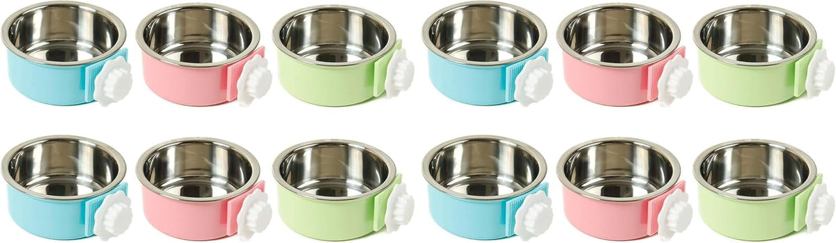 2PCS Stainless Steel Dog Bowls Set Removable Puppy Food and Water - 6 PCS (Pack of 2) / Size: M (2×Blue, 2×Green, 2×Pink)