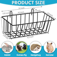 Therwen 4 Pcs Rabbit Hay Feeder Guinea Pig Heavy Duty Metal Frame Hay - 9.1 x 3.9 x 3 Inches - image 2