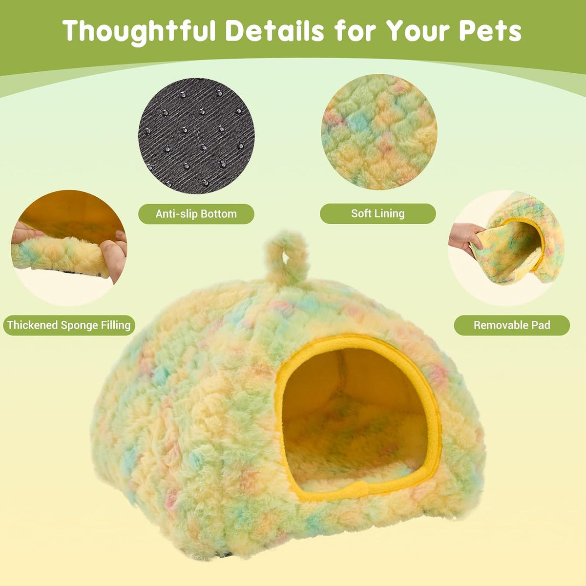 Avont 2-Pack Guinea Pig Tunnel & Hideout Bed Set – Daily Care for Small Pets - Yellow - image 4