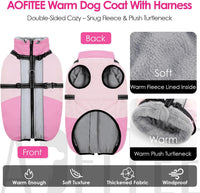 Large Dog Coat Waterproof Dog Winter Jacket with Harness TurquoiseL – Essentials for Dogs - Pink / X-Small - image 2