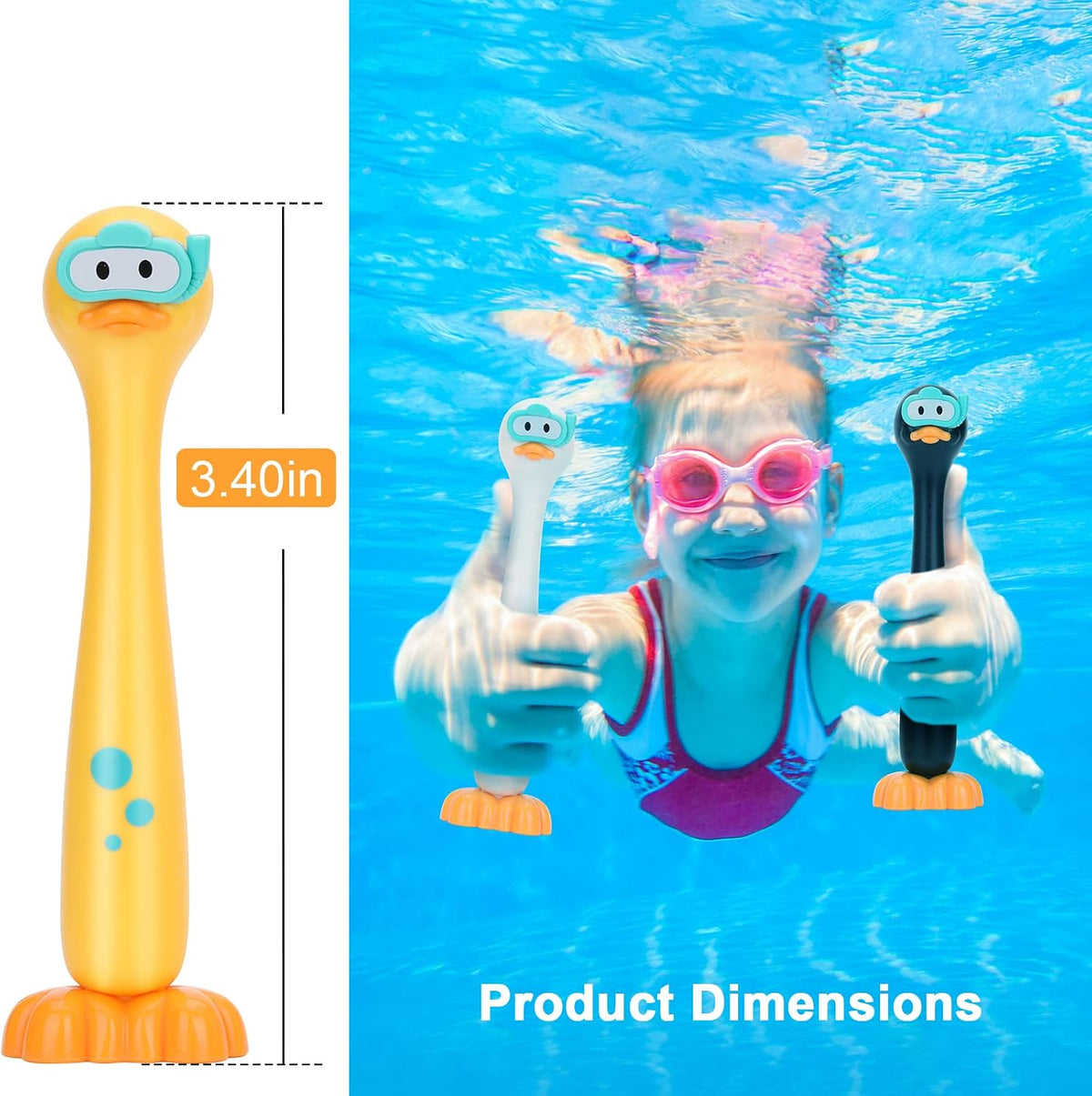 Summer Pool Toys Underwater Diving Games Dive Sticks Duck 3-Pack – Fun for Kids & Family - Duck Sticks - image 2