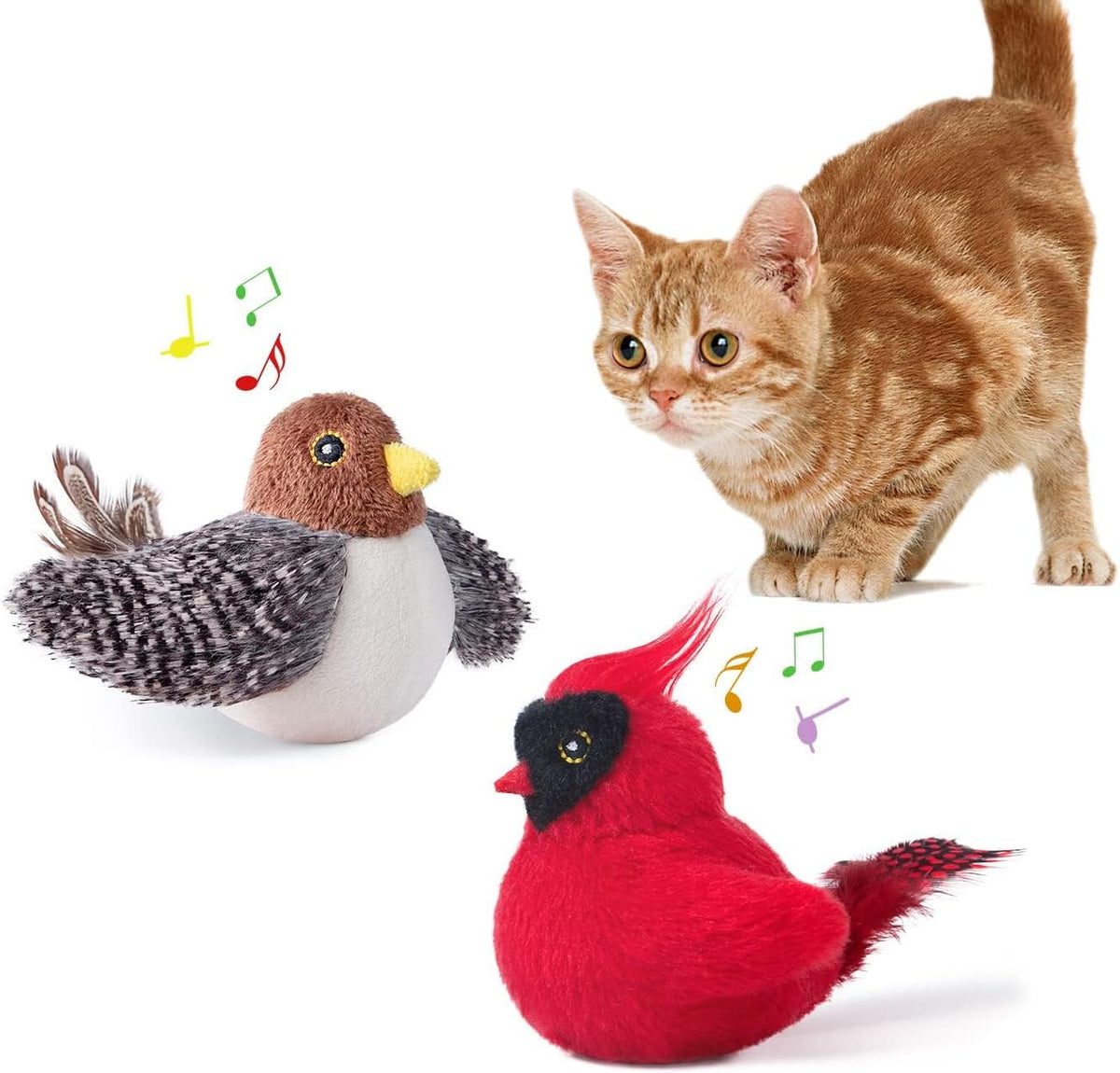 Potaroma Cat Toys Chirping Birds 2 Pcs with Catnip SilverVine