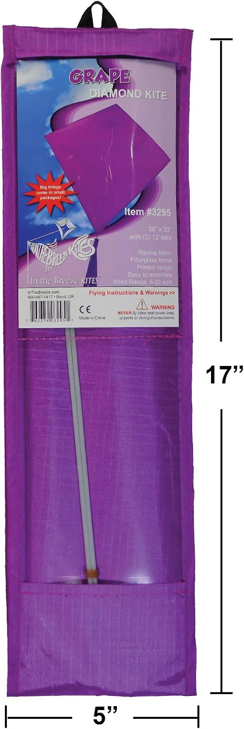 In the Breeze 3325, Coconut 30 Inch Diamond Kite, Solid White - Grape - image 4
