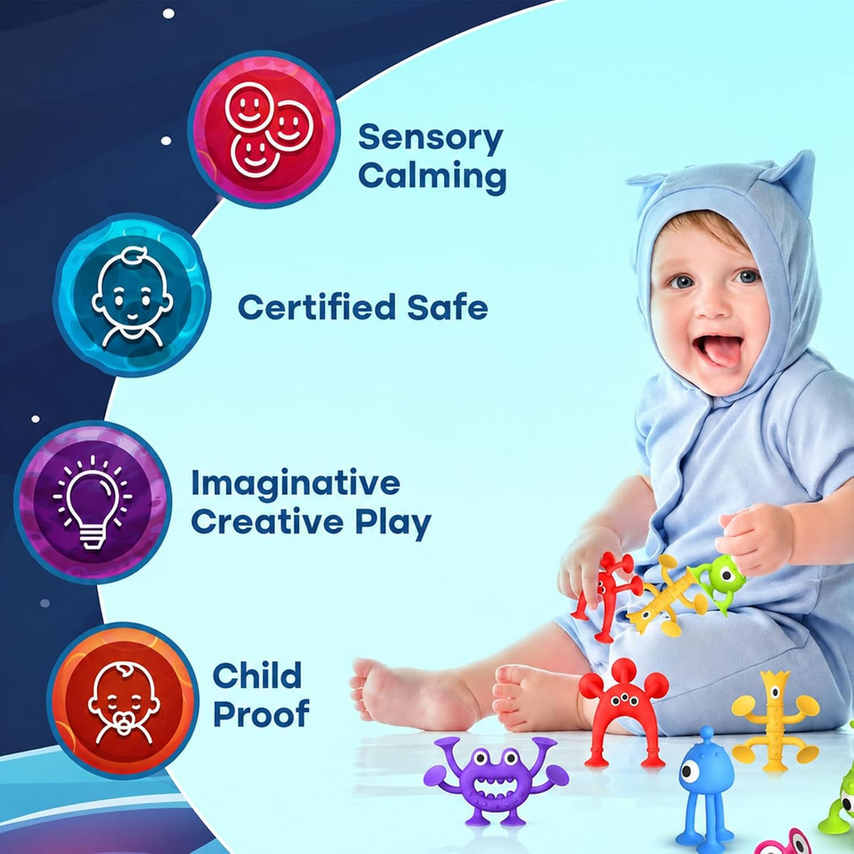 Bath Toys Kids Suction Toy: No Hole Bath Toy for Boys Girls – Fun for Kids & Family - Alien / 18 PCS - image 3