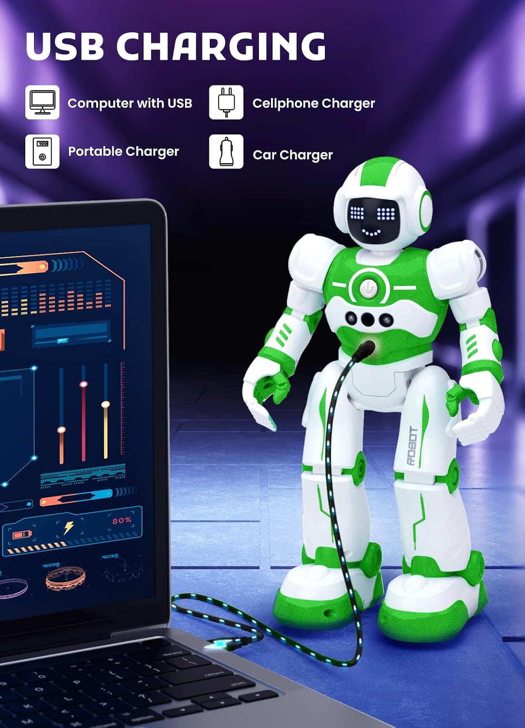 Robot Toys for Kids, Rechargeable Remote & Gesture Control Robots – Fun for Kids & Family - Green - image 4