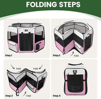 X-ZONE PET Foldable Dog Playpen - Small / A Pink - image 2