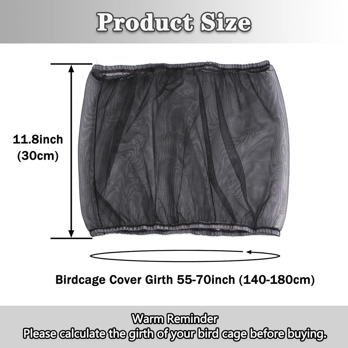 Adjustable Bird Cage Netting - Black / Circumference 55″-71″, height 11.8″ - image 2