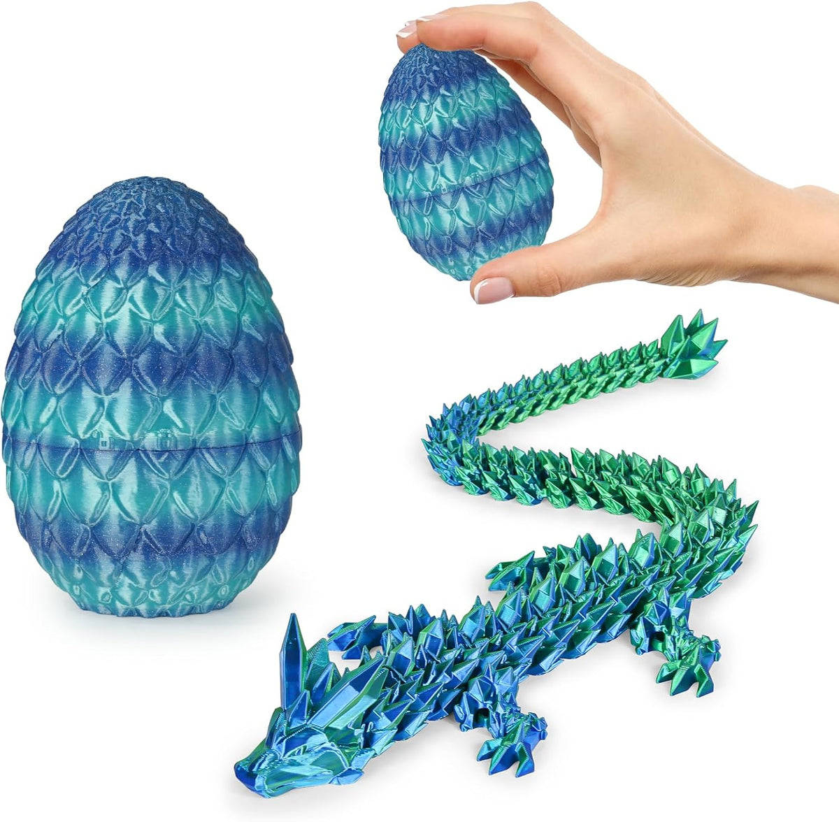 Small Dragon Eggs with Dragon Inside - Sky Blue Ombre / S (H:3.9 inches)
