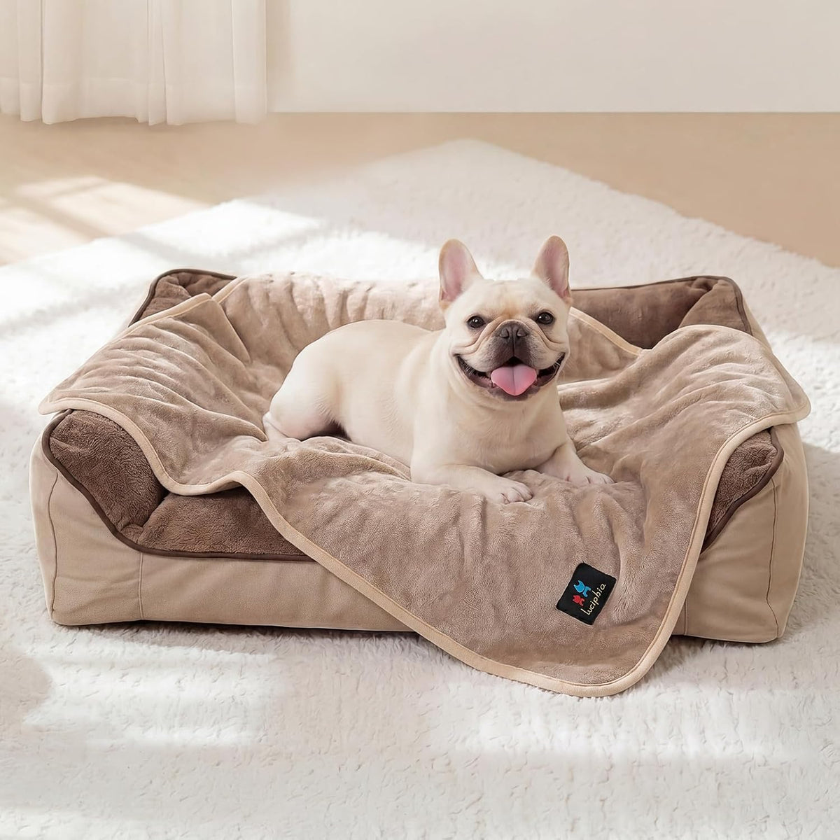 Luciphia Waterproof Pet Blanket - S (40" x28") / Khaki+white