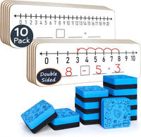 SCRIBBLEDO Dry Erase Number Line Board 12x4 Double Sided 10 Set - 10 Pack with Erasers