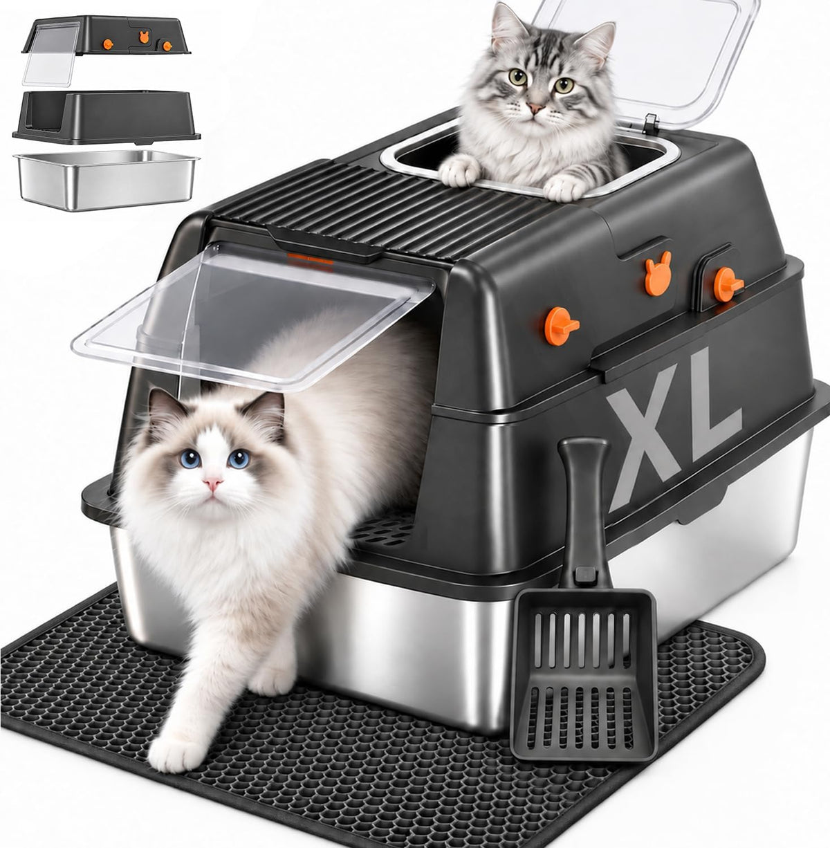 Stainless Steel Litter Box with Lid